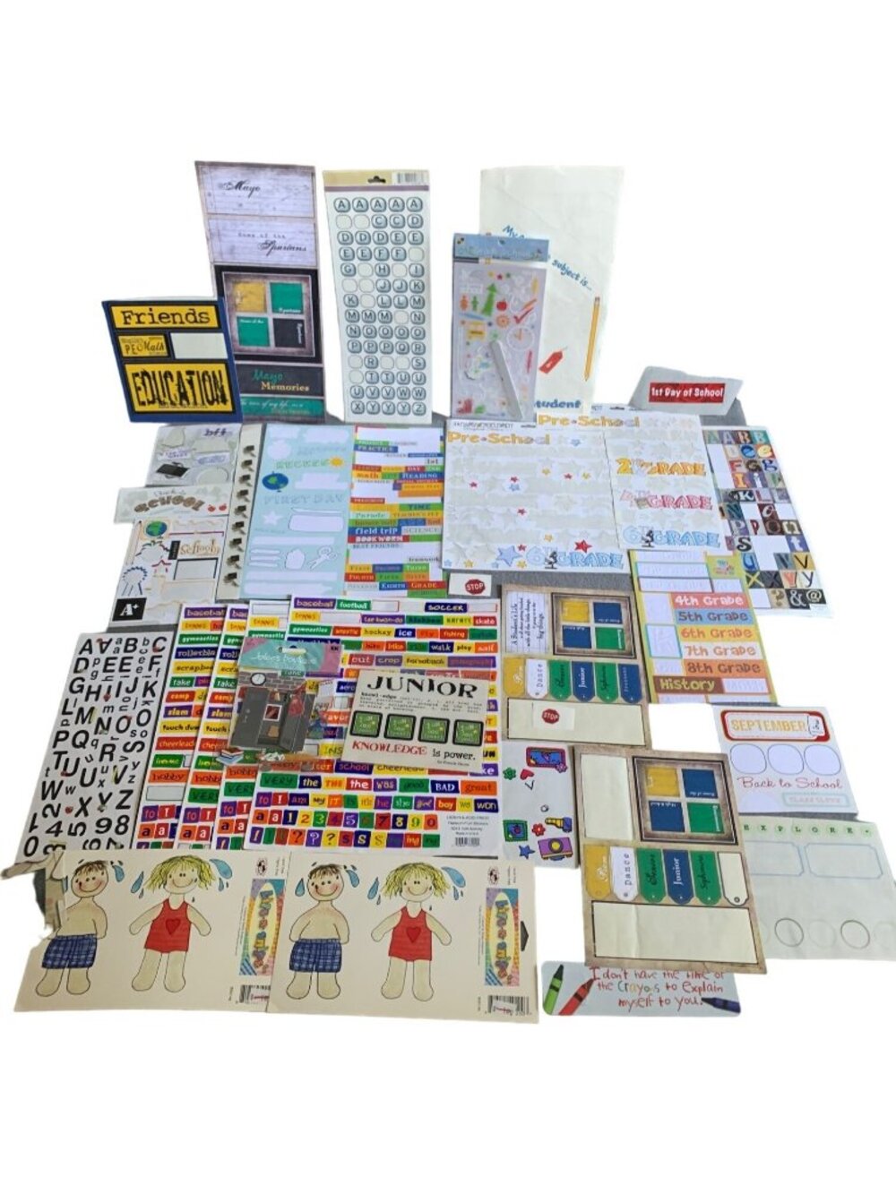 Back To School Scrapbooking Supplies Kit: Stickers Labels & Papers
